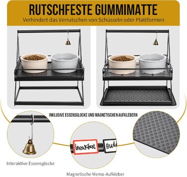 Підставка для мисок для собак OneTigris, регульована висота 28 см, анти-розливання, з дзвіночком, для середніх та великих собак