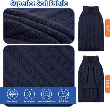 Теплий в'язаний пуловер для собак маленьких порід Queenmore (S, темно-синій)