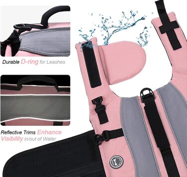 Жилет рятувальний для собак VIVAGLORY з регулюванням плавучості та світловідбиваючими елементами