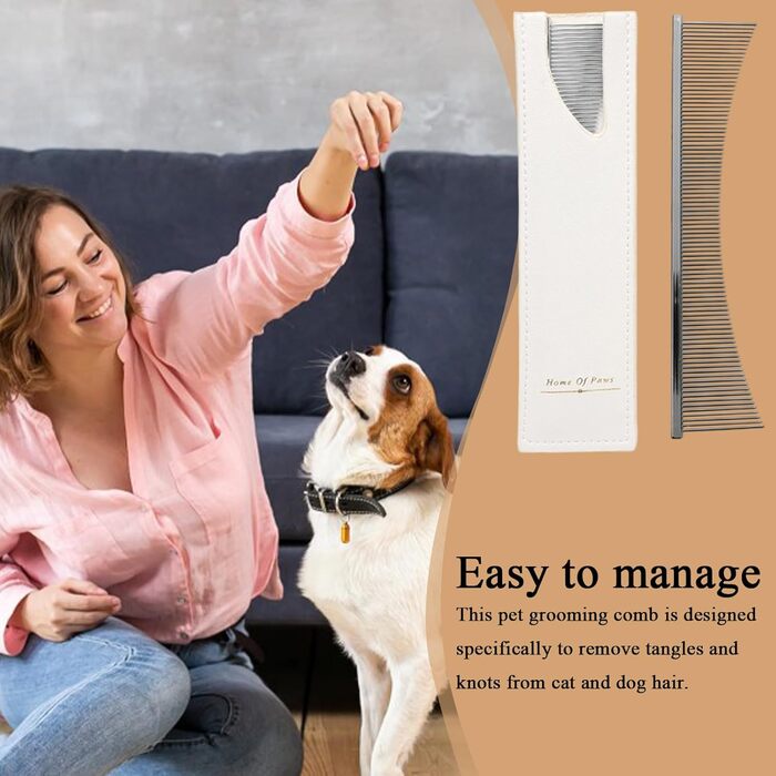 Гребінець для собак та котів Flohkamm - щітка для догляду за шерстю, для довгошерстих порід, щоденний догляд, після купання, для літніх тварин та цуценят, срібляста