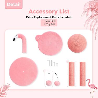 Креативний когтеточка PAWZ Road Flamingo, стильний котячий комплекс, висота 48 см, рожевий
