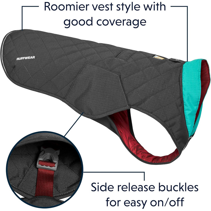 RUFFWEAR Stumptown куртка для собак, утеплена і зносостійка, сіра, розмір S