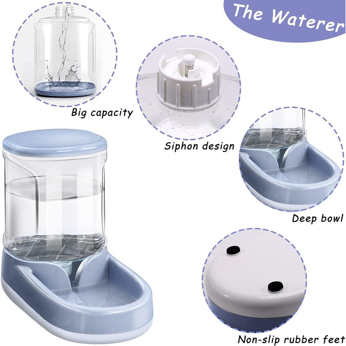 Автоматичний диспенсер корму та води для собак та котів, 3.8 л, 2-в-1, сірий