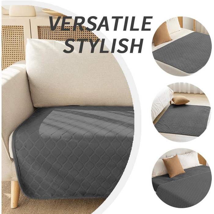 Водонепроникний килимок для собак, 203x229 см. М'який двосторонній коврик для собак та захист дивану. Підходить для великих собак, легко миється. Кольори: темно-сірий + сірий, світло-сірий + темно-сірий