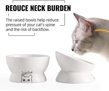 Набір мисок для котів SWEEJAR: підняті годівниця та поїлка, 2 шт (білий)