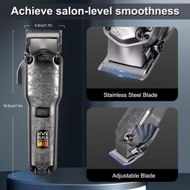 Електрична машинка для стрижки волосся Hatteker Profi – триммер для бороди та тіла, чоловічий, з T-подібною насадкою, водонепроникна (сірий)