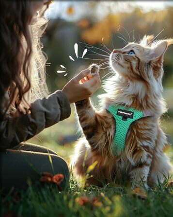 Шлейка для кота FAYOGOO анти-вислизання з повідком, шлейка для кота безпечна та регульована, повід для кота з світловідбиваючими смугами для безпеки та комфорту вночі, M (зелений, XL (1 шт.))