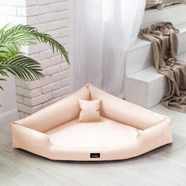 Ортопедичне ліжко для собак Tierlando® Trivia, 80x80 см, з віскоеластичною матрацом, міцний поліестер, кремовий колір