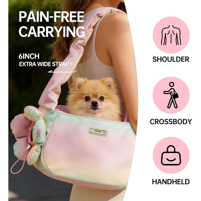 TOUCHDOG Сумка-переноска для собак та котів, рожева, до 6 кг