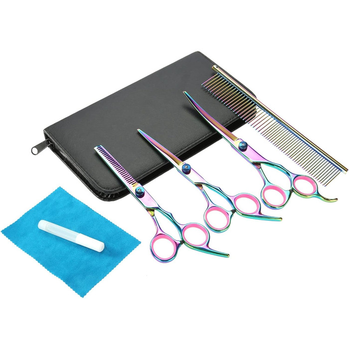 Набір професійних ножиць для грумінгу собак та котів, нержавіюча сталь, вигнуті