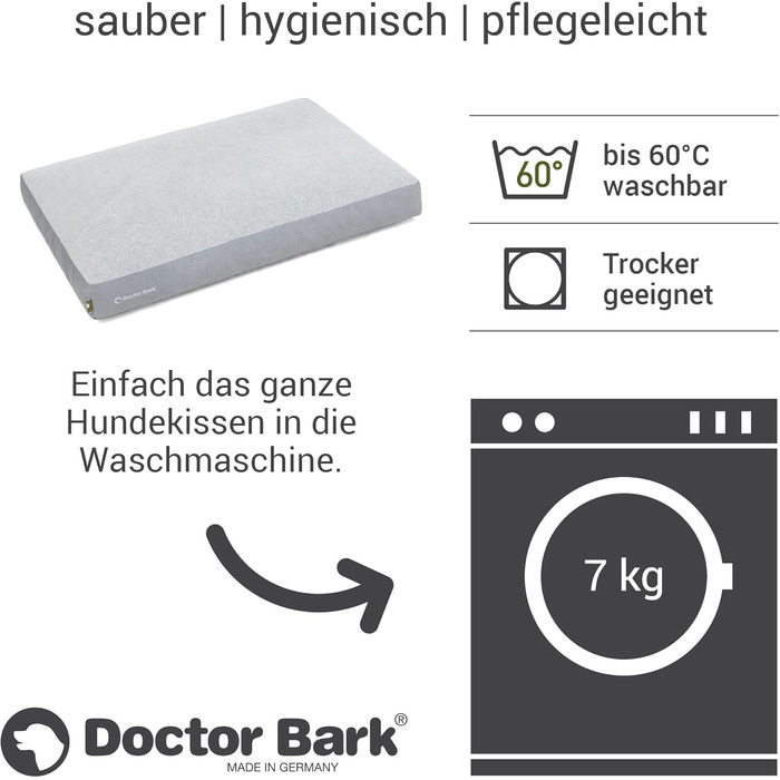 М'яке ліжко для собак середнього розміру GreenLabel - зручне, миється, 88x60 см, світло-сірий колір