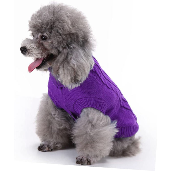 POPETPOP Пуловер для собак з акрилових волокон, теплий, для зими, фіолетовий (XXL), миючий, багаторазовий