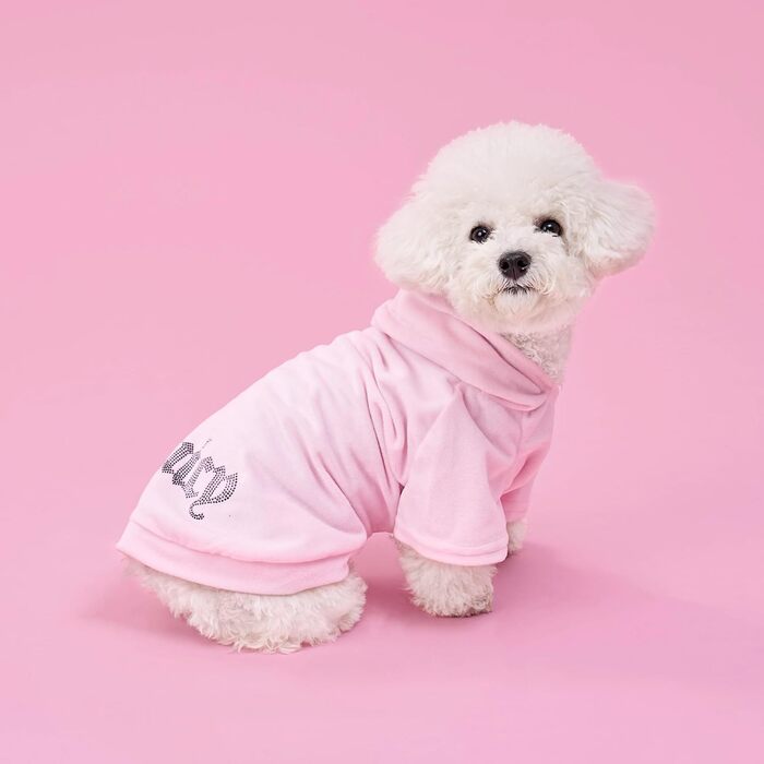Худі Juicy Couture Bling Velours для домашніх тварин – Рожевий – Розмір XS/S (0,9–3,2 кг) – для маленьких собак та котів