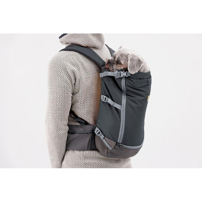 Рюкзак для собак Ruffwear Hitch Hiker, переноска для тварин, інтегрована миска, м'які ремені, дихаючий, зручний, Базальтовий сірий, XX-Small