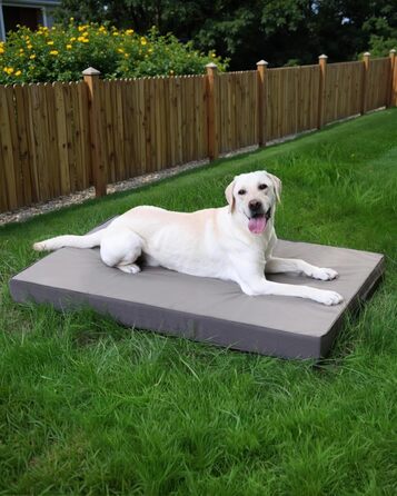 Ортопедичне ліжко для собак Favodormir, великі породи, 104x68 см, знімний чохол з екошкіри, комфортне та прохолодне для дому та вулиці, сірий колір