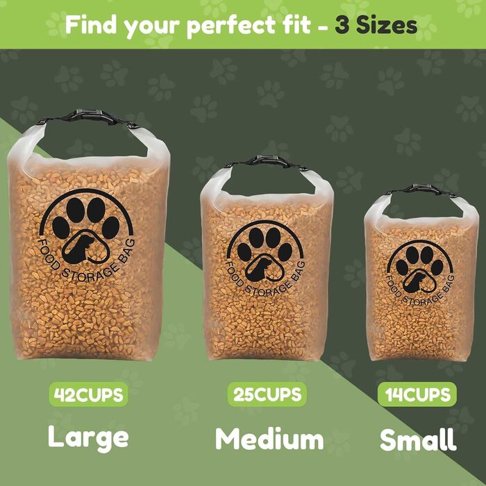 Контейнер для корму для тварин на 25 порцій з 2 складними мисками для подорожей – прозорий, з надійним роликовим закриттям, зберігає сухий корм свіжим для кемпінгу (42 чашки з мискою)