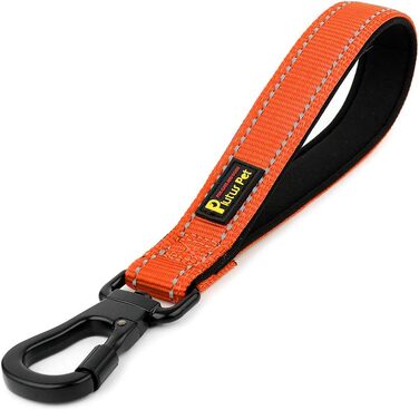 PLUTUS PET короткий повідок для собак 25,4 см, міцний з карабіном, м'яка нейлонова ручка, для великих та середніх собак, оранжевий