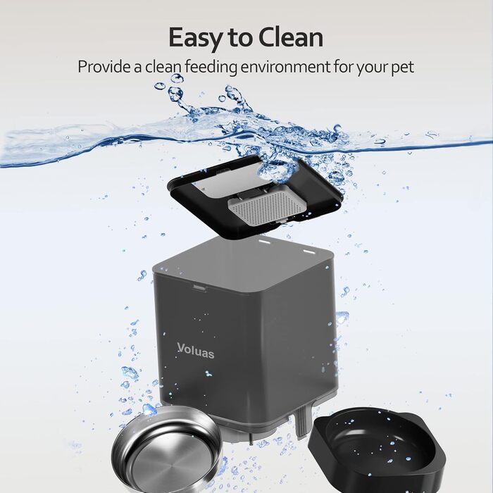 Автоматичний диспенсер для котячого корму VOLUAS з таймером, програмування порцій, 4 прийоми їжі на день, запис голосу