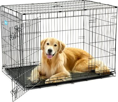 Клітка для собак Carlson Pet Products, металева, з подвійними дверима, велика, чорна