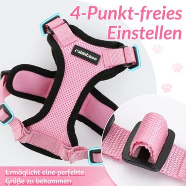 Шлейка для кота Rabbitgoo з повідком, м'яка шлейка для кота, шлейка-жилет для кота, безпечна та регульована, рожева, XS (1 шт.)