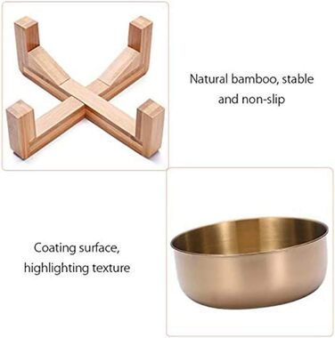 Миска для кормів домашніх тварин La La Pet, годівниця для собак та котів, нержавіюча сталь, бамбук, помаранчевий колір, одиночна миска