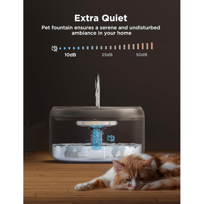 Фонтанчик для котів FEELNEEDY 3.2L - тихий фонтанчик для води з 2 режимами потоку, автоматичний поїльник для котів, без BPA, чорний, з зарядним пристроєм та 3 фільтрами (F-3+3 поплавки)