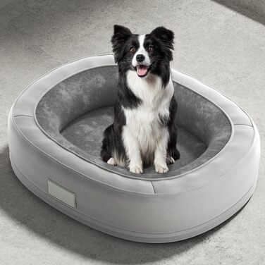 Ортопедичне ліжко для собак, кругла форма, Donut-дизайн, антистресове подушення, ліжко-софа для собак та котів, тепле зимове, з пам'яті ефекту піна, кошик для собак, м'яке покриття, сірий колір, розмір L