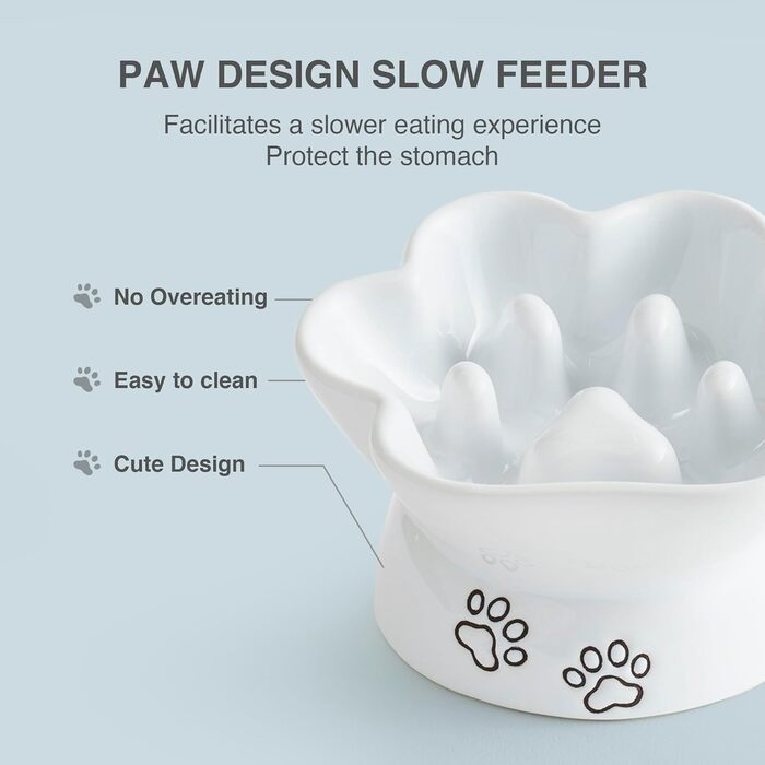 Повільний годівник для собак та котів Kaiikai, 150 мл, кераміка, піднятий, для сухого корму