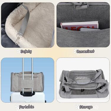 Транспортна сумка для кота та собаки, 7 кг, складана переноска середнього розміру, 45x30x30 см, сіра