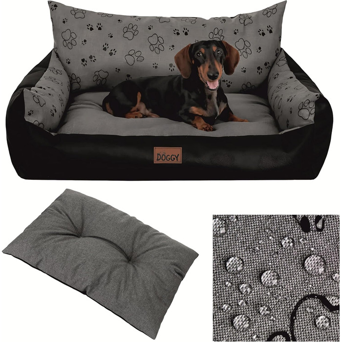 Ліжко для собак - м'яке ліжко-корзина для собак, котів, маленьких, середніх та великих собак - 63x48 см, графіт з лапами