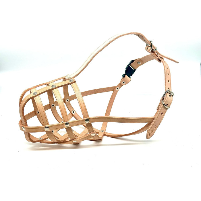 Шкіряна нашоломка для Бультер'єрів та собак з короткою мордою L&J Pets (BT0, Natural)