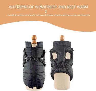 Зимовий теплий водонепроникний одяг для собак Eastlion - куртка для цуценят та собак, жилет з кільцем D, червоний, розмір M