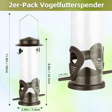 Годівниця для птахів Mixxidea з нержавіючої сталі, для саду та двору, 2 шт. (Коричневий)