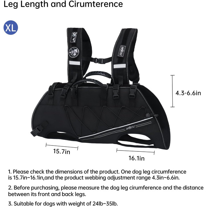Рюкзак-переноска та повідковий ремінь для собак, для маленьких собак (4-8 кг) - чорний, XL, Wakytu