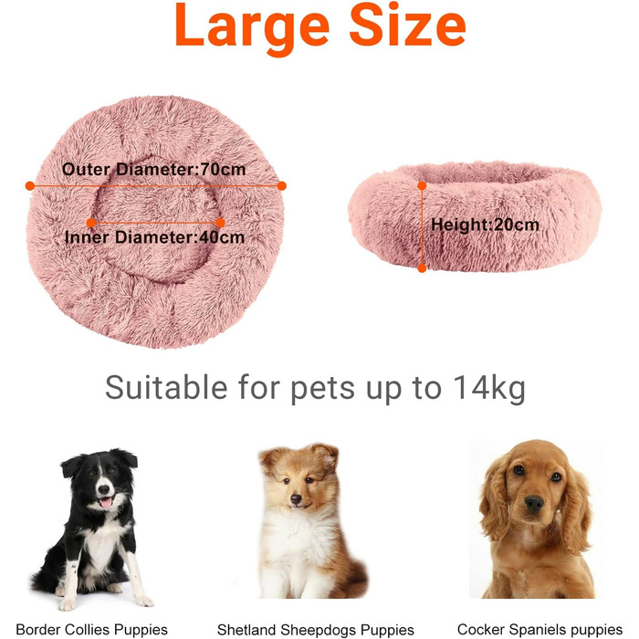 OKPOW Крісло-гніздо для собак та котів: м'яке, кругле, антистрес, рожеве, Ø60 см