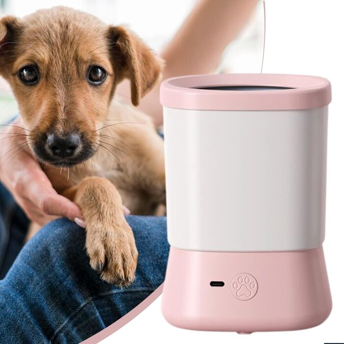 Автоматичний очищувач лап для собак: 2-ступеневий, проти бруду, аксесуар для догляду, для подорожей, дому, кемпінгу, походів, щоденних прогулянок (Рожевий)