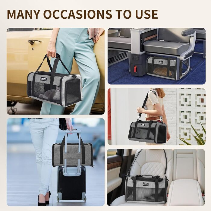 Транспортувальна сумка для котів та собак на двох, 11.3 кг, чорна, складна, для дому та прогулянок