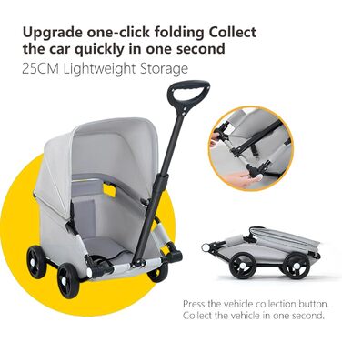 Візок для собак Loyimioo Mini - легкий, складаний, з UV-захистом та поворотним ручками. Підходить для маленьких та середніх собак. Колір: сірий.