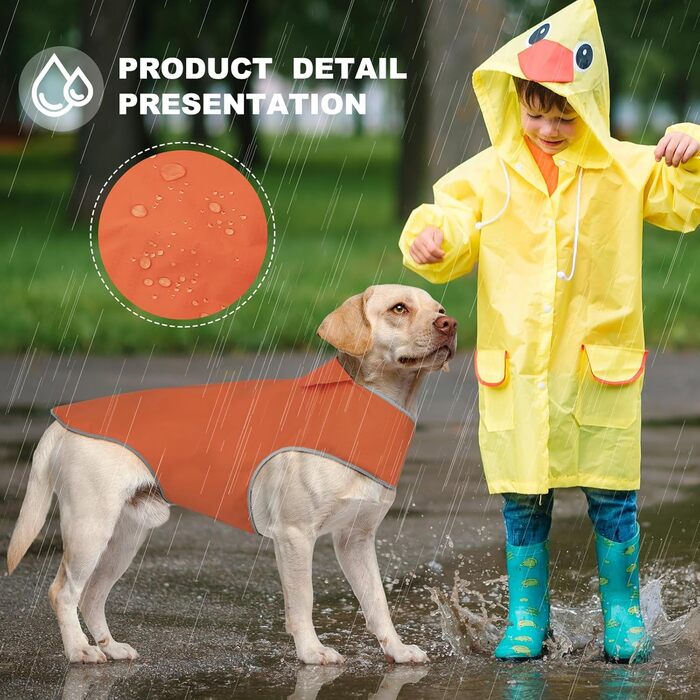Водонепроникний собачий дощовик Yfbrite, теплий дощовик для собак, розмір M (L, помаранчевий)
