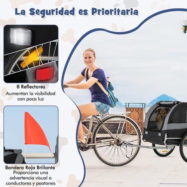 Фahrradanhänger GYMAX: візок для собак з трьома входами, до 40 кг, сірий