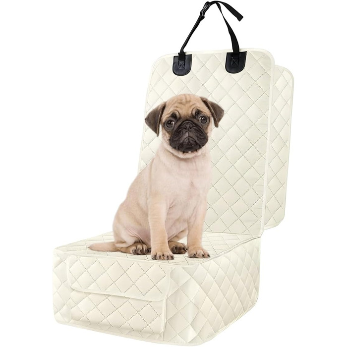 Чохол на автокрісло для тварин JNNJ, водонепроникний, підходить для всіх авто та SUV (бежево-білий)