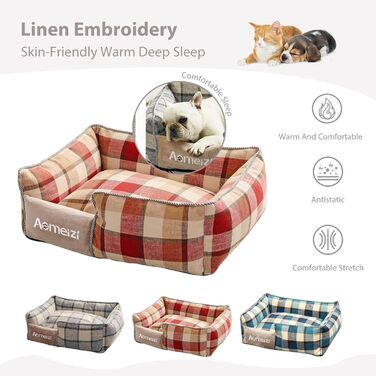 Ортопедичне ліжко для собак PETCUTE великих порід, кошик знімний, миється, антиковзаюче дно, м'яке диван-ліжко, сірий/червоний (XL, Класичний)