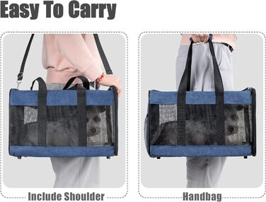 Транспортна переноска для собак та котів HITSLAM, складана, для подорожей, зелена/блакитна (M)