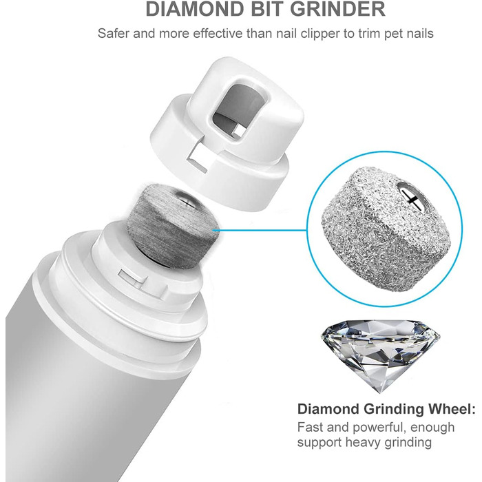 Шліфувальник кігтів для собак та котів Casifor з LED-підсвічуванням, тихий, чорний & білий