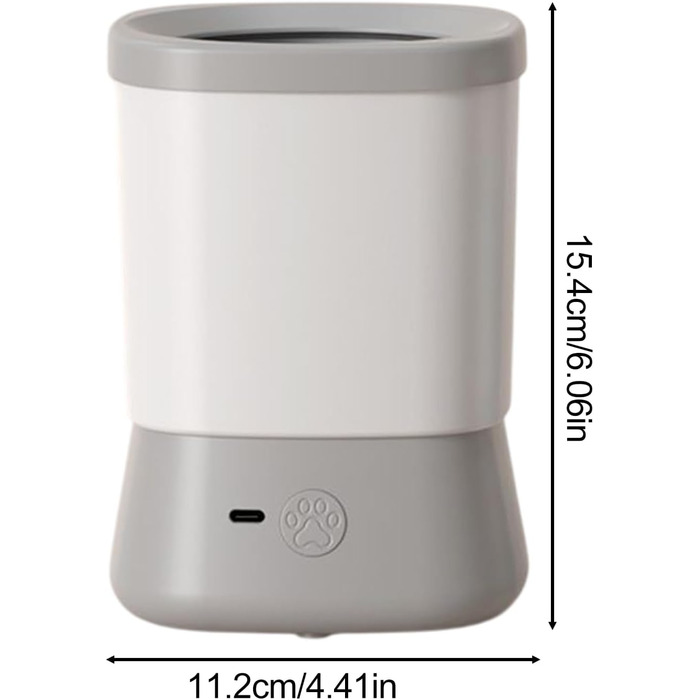 Портативний очищувач лап для собак USB, 360° мийка лап для собак, щітка для чищення лап домашніх тварин, сірий