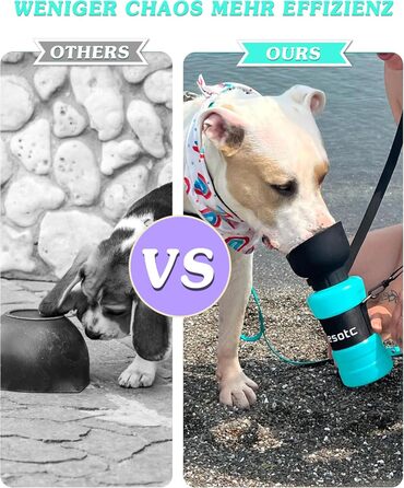 Складана пляшка для води для собак Lesotc 800 мл, вишнево-блакитна, для прогулянок, подорожей та кемпінгу