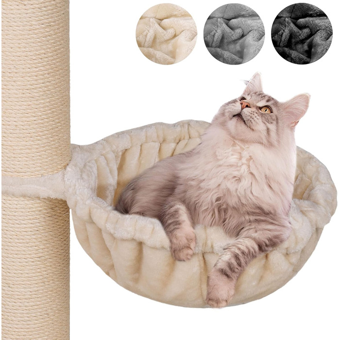 HAPPYPET Лежанка-гамак для котів XXL, кремового кольору, Ø 45 см, до 20 кг, для великих порід (Мейн-кун)