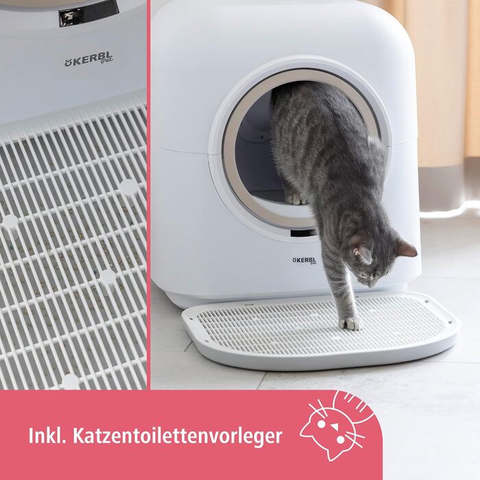 Автоматичний самоочисний лоток для котів Kerbl Pet Smart з Wi-Fi, керуванням через додаток та UV-стерилізацією, білий, 54x54x60 см