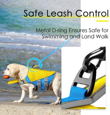 ThinkPet Жилет рятувальний для собак, світловідбиваючий, з регулюванням, для плавання (Жовто-блакитний, L)