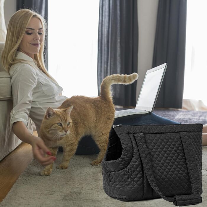 Сумка-переноска для собак та котів Frfik: бавовняна переноска для маленьких собак, котів, цуценят та кошенят, чорного кольору